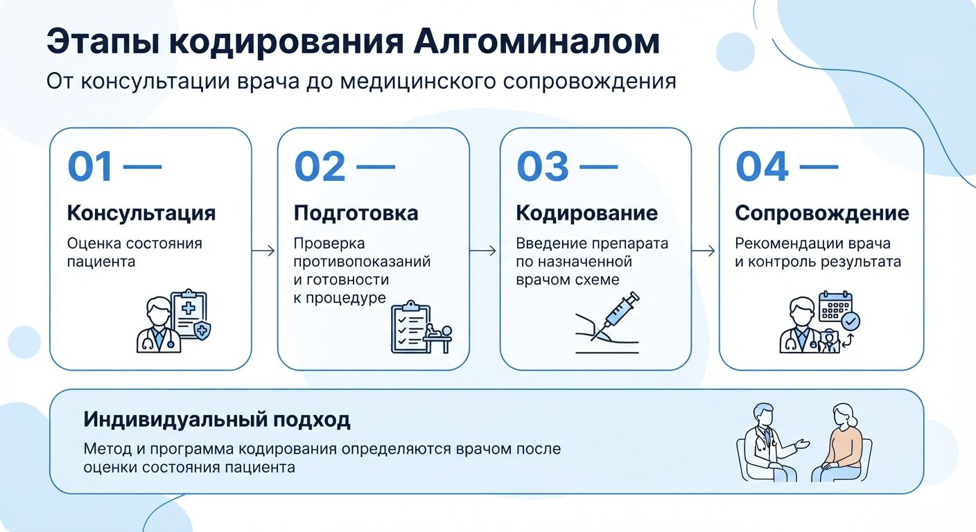 Кодирование препаратом «Алгоминал» в городе Валуйки инфографика